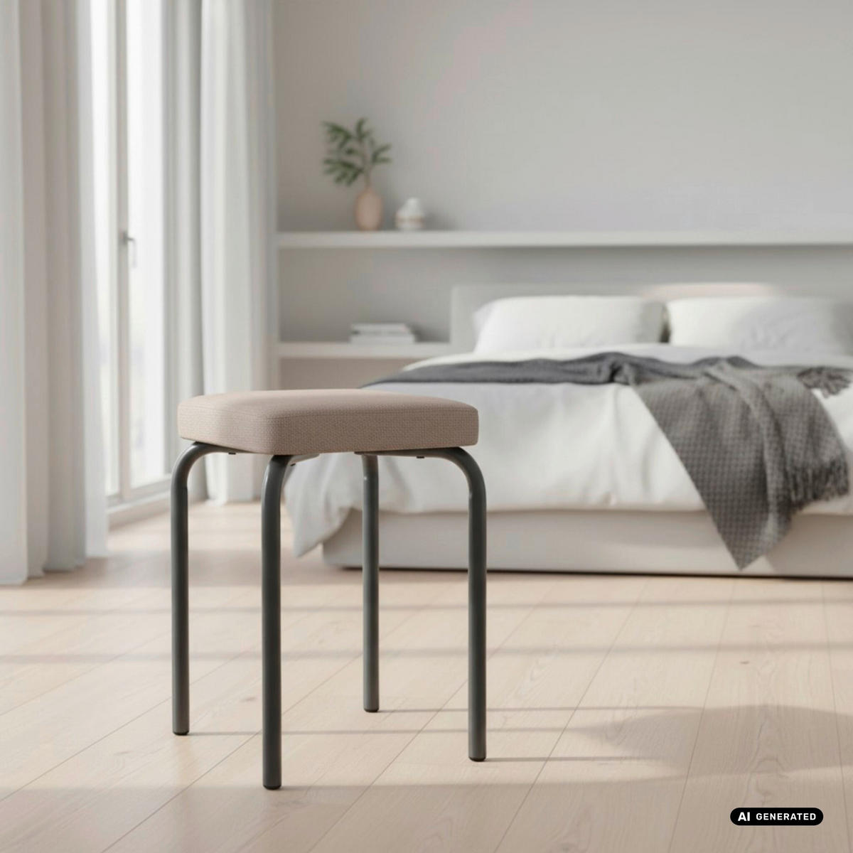 STAPELHOCKER Flachgewebe Anthrazit, Kaschmir  - Kaschmir/Anthrazit, Design, Textil/Metall (36/49/36cm) - Carryhome