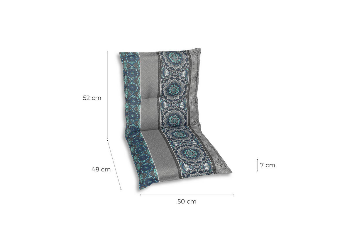 SESSELAUFLAGENSET Ornament  - Blau/Hellgrau, Basics, Textil (50/7/100cm)
