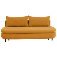 SCHLAFSOFA Simon Webstoff, Plüsch Orange  inkl. Rückenkissen, Bettkasten, Schlaffunktion, Rücken echt  - Schwarz/Orange, Design, Textil (213/89/105cm) - Novel