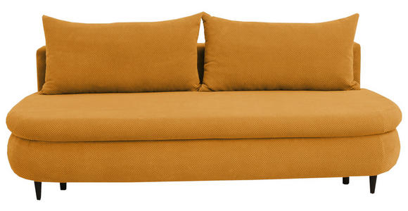 SCHLAFSOFA Simon Webstoff, Plüsch Orange  inkl. Rückenkissen, Bettkasten, Schlaffunktion, Rücken echt  - Schwarz/Orange, Design, Textil (213/89/105cm) - Novel