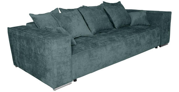 BIGSOFA in Flachgewebe Blau  - Chromfarben/Blau, KONVENTIONELL, Textil/Metall (256/68/122cm) - Carryhome