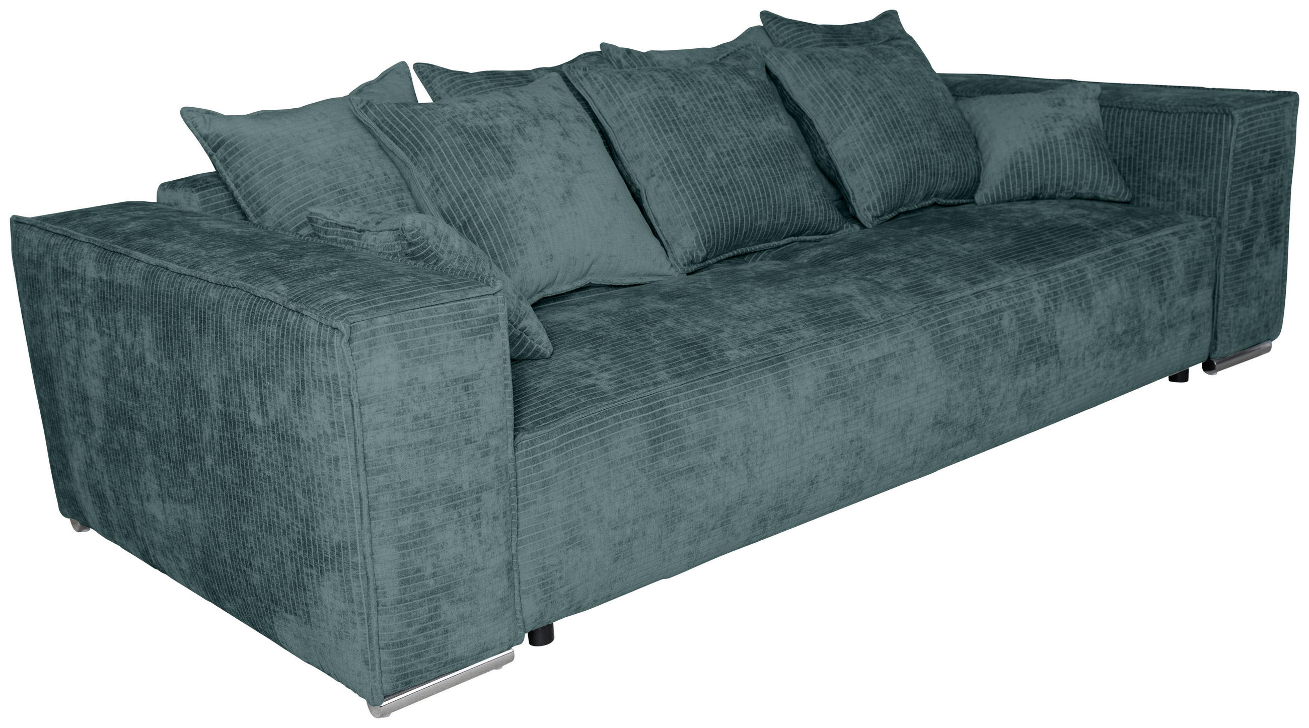 BIGSOFA in Flachgewebe Blau  - Chromfarben/Blau, KONVENTIONELL, Textil/Metall (256/68/122cm) - Carryhome