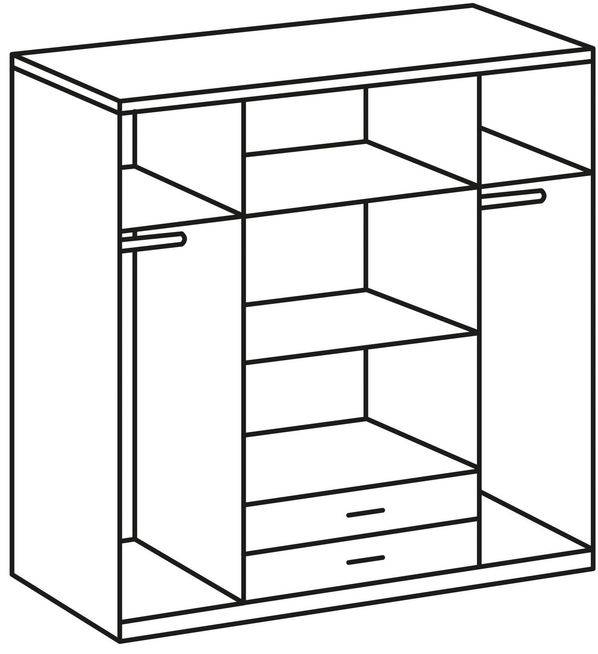 DREHTÜRENSCHRANK  in Weiß, Goldfarben  - Goldfarben/Weiß, Design, Glas/Holzwerkstoff (180/199/58cm) - Carryhome
