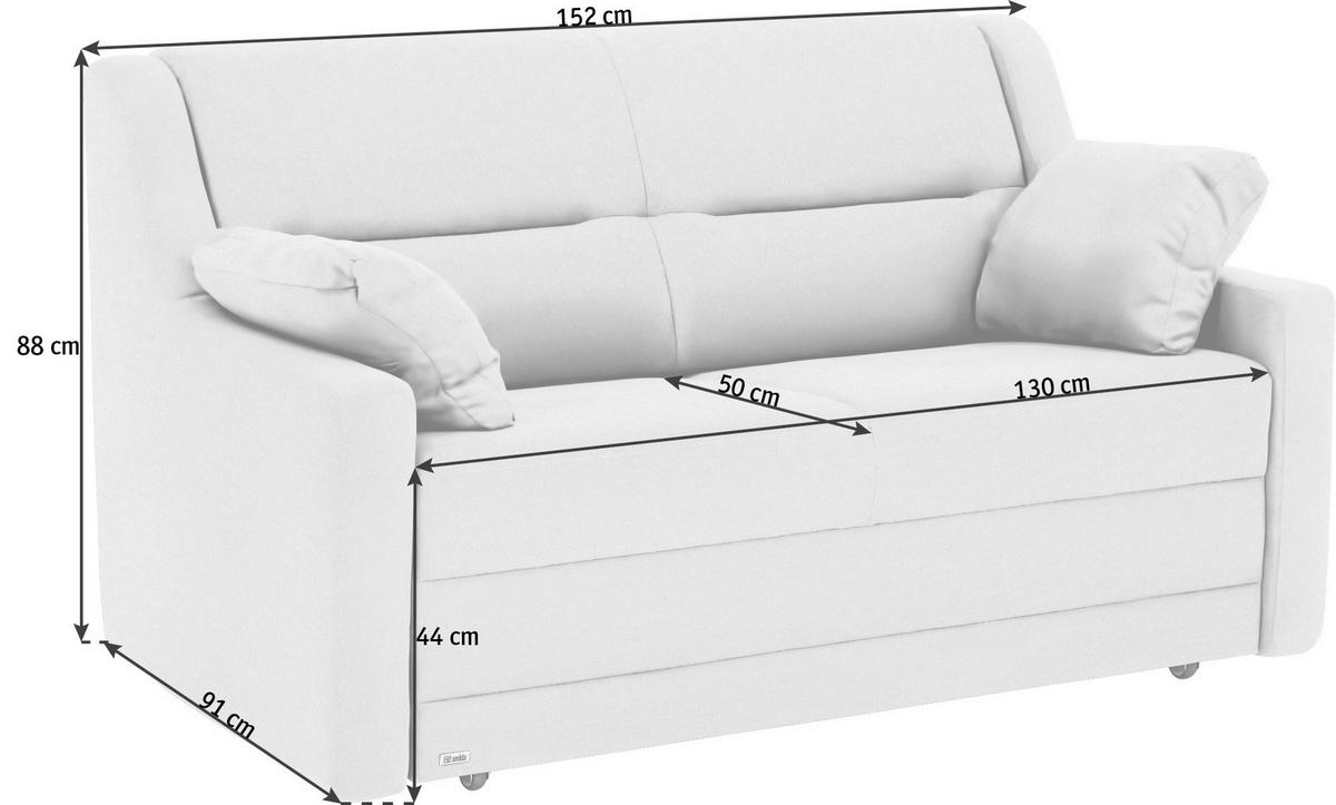 SCHLAFSOFA  in Mikrovelours Grau  - Schwarz/Grau, KONVENTIONELL, Kunststoff/Textil (152/88/91cm) - Sedda