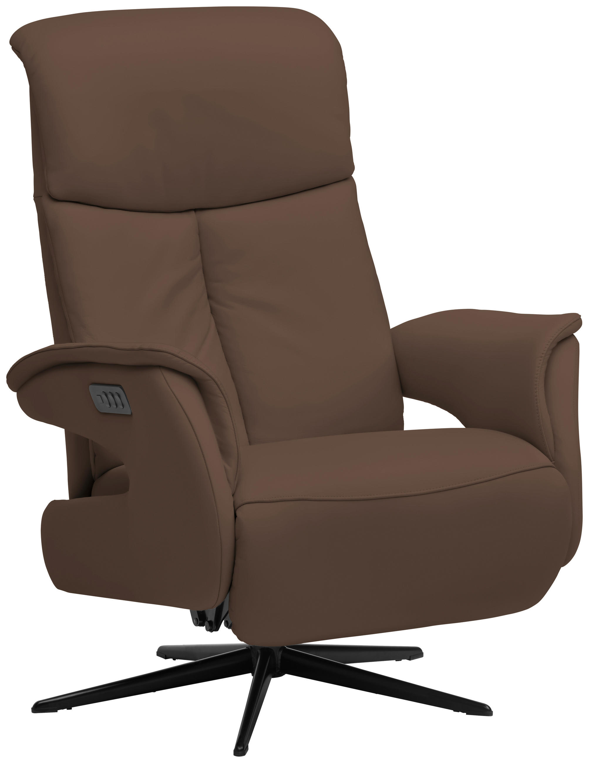 RELAXSESSEL in Leder Braun  - Schwarz/Braun, Design, Leder/Metall (78/106/88cm) - Welnova