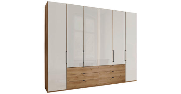 DREHTÜRENSCHRANK  in Champagner, Eiche Bianco  - Schieferfarben/Eiche Bianco, KONVENTIONELL, Glas/Holzwerkstoff (300/216/58cm) - Dieter Knoll