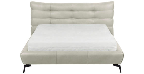 POLSTERBETT 180/200 cm,  in Creme, gepolstertes Kopfteil,  - Creme/Schwarz, Design, Leder/Metall (180/200cm) - Esposa