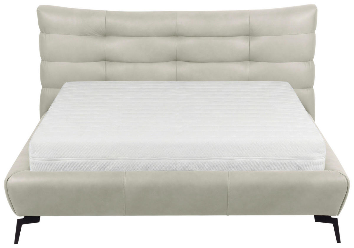 POLSTERBETT gepolstertes Kopfteil Creme 180/200 cm  - Creme/Schwarz, Design, Leder/Metall (180/200cm) - Esposa