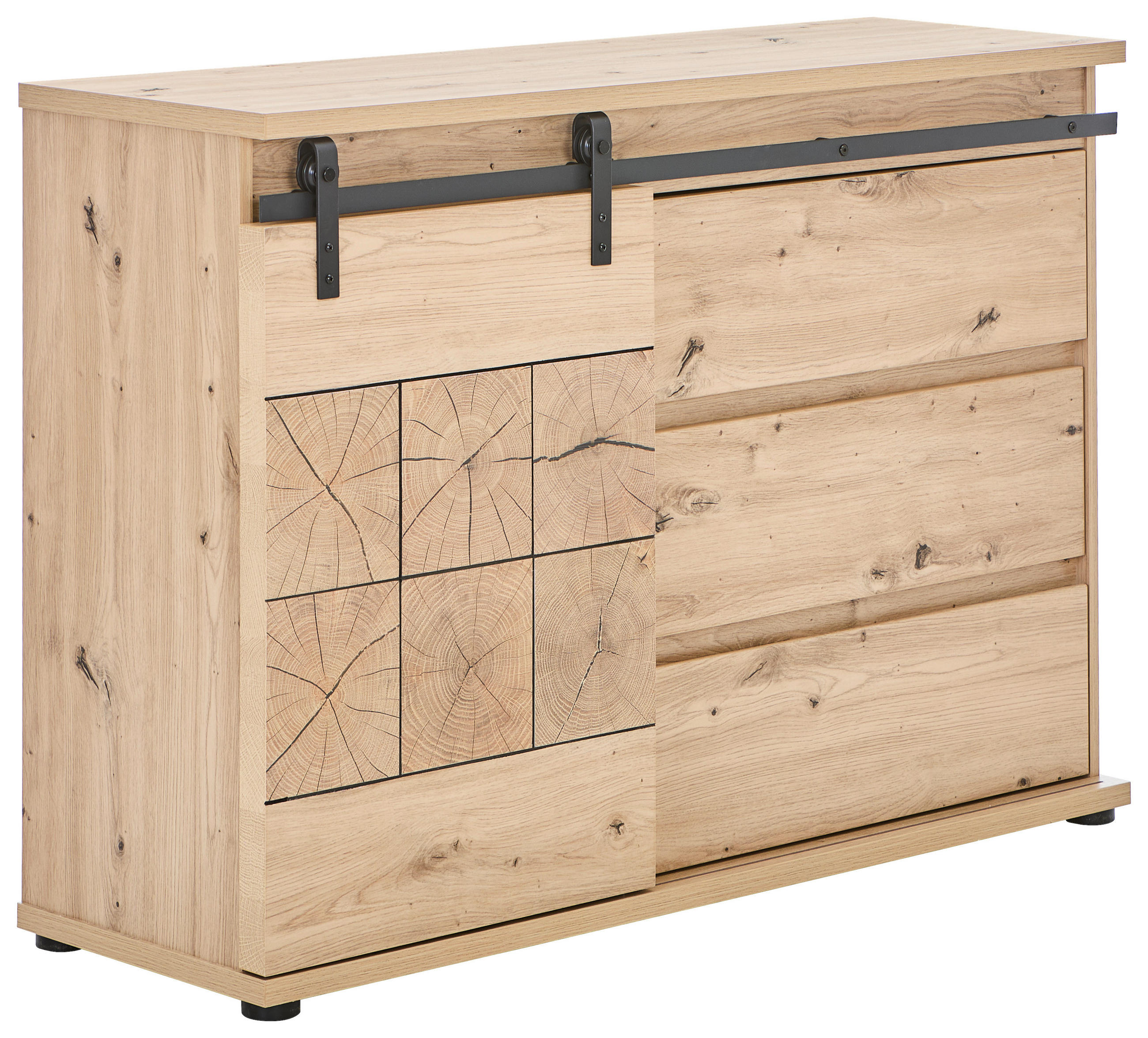 TÁLALÓSZEKRÉNY 120/86/40 cm  - fekete/tölgyfa, Lifestyle, műanyag/faalapú anyag (120/86/40cm) - MID.YOU