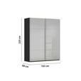 SCHWEBETÜRENSCHRANK 162/223/68 cm 2-türig Grau, Schwarz  - Alufarben/Schwarz, KONVENTIONELL, Glas/Holzwerkstoff (162/223/68cm) - Novel