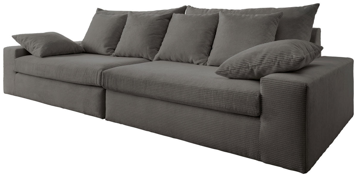 VIERSITZER-SOFA Cord Grau  - Schwarz/Grau, MODERN, Kunststoff/Textil (308/80/140cm) - Livetastic