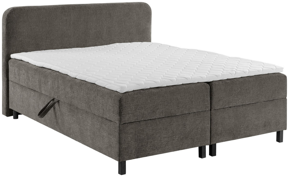 BOX-ÁGY 180/200 cm  szürke  - fekete/szürke, Modern, műanyag/textil (180/200cm) - MID.YOU