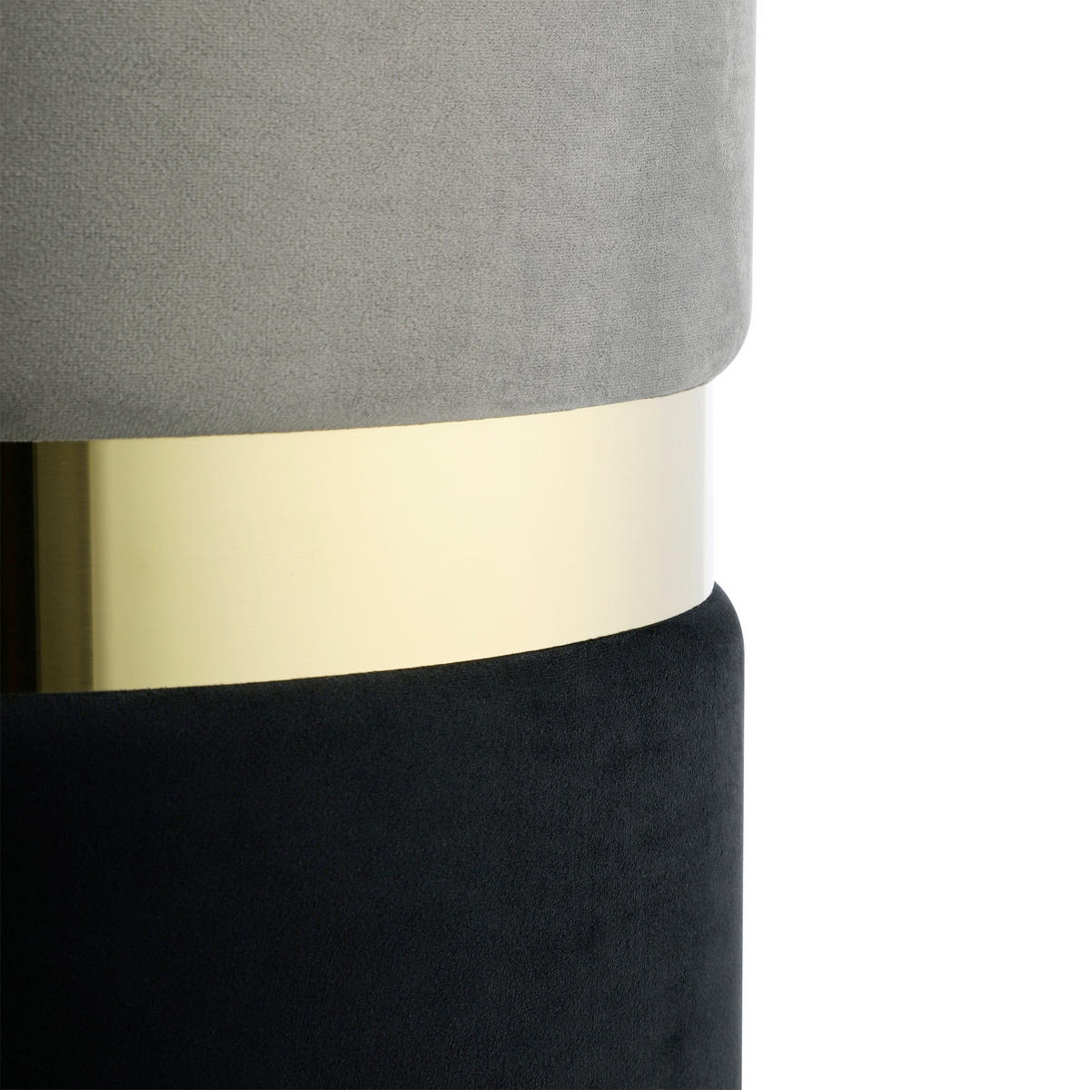 HOCKER in Textil Grau, Schwarz, Messingfarben  - Messingfarben/Schwarz, LIFESTYLE, Textil (36/44cm)