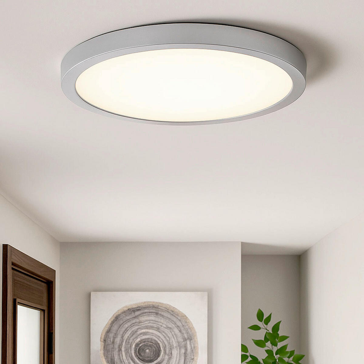 AUFBAULEUCHTE 40/3,5 cm   - Chromfarben/Weiß, Design, Kunststoff/Metall (40/3,5cm) - Globo