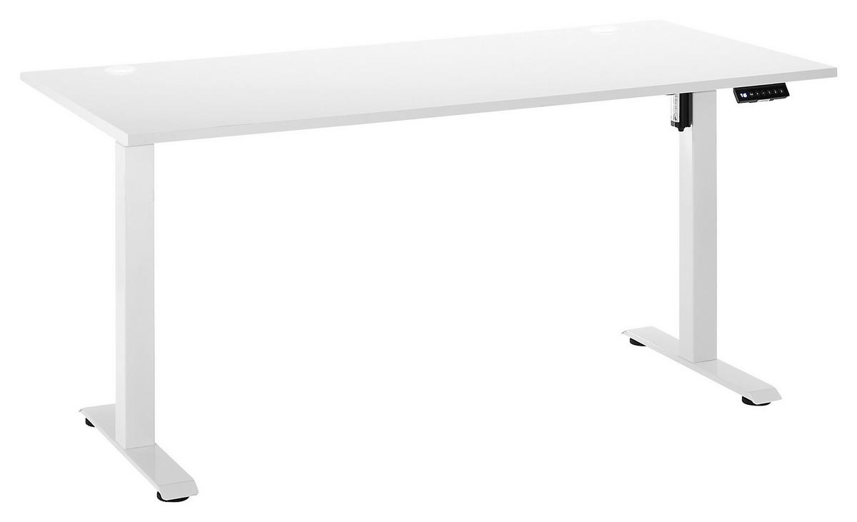 SCHREIBTISCH höhenverstellbar, Kabeldurchlass, Memoryschalter  - Weiß, MODERN, Holzwerkstoff/Metall (160/77/72-120cm) - Carryhome