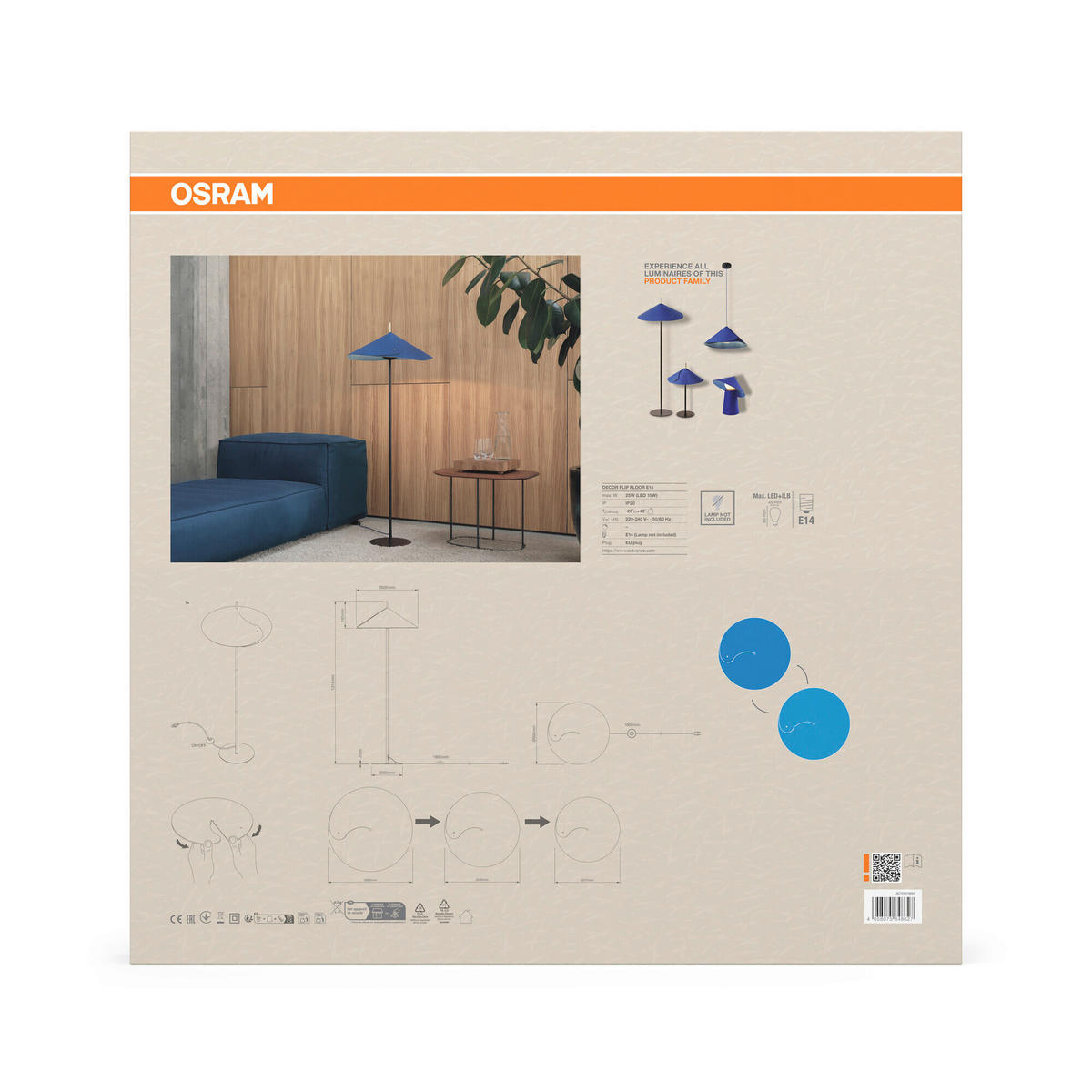 STEHLEUCHTE 50/131,5 cm   - Blau, Basics, Glas/Textil (50/131,5cm) - Osram