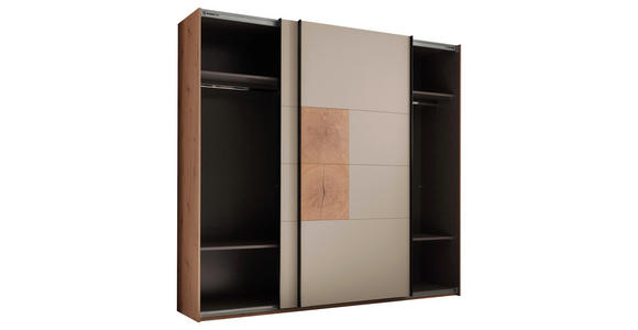 SCHWEBETÜRENSCHRANK  in Kaschmir, Eiche Artisan  - Kaschmir/Schwarz, KONVENTIONELL, Holzwerkstoff/Metall (240/225,5/63,7cm) - Xora