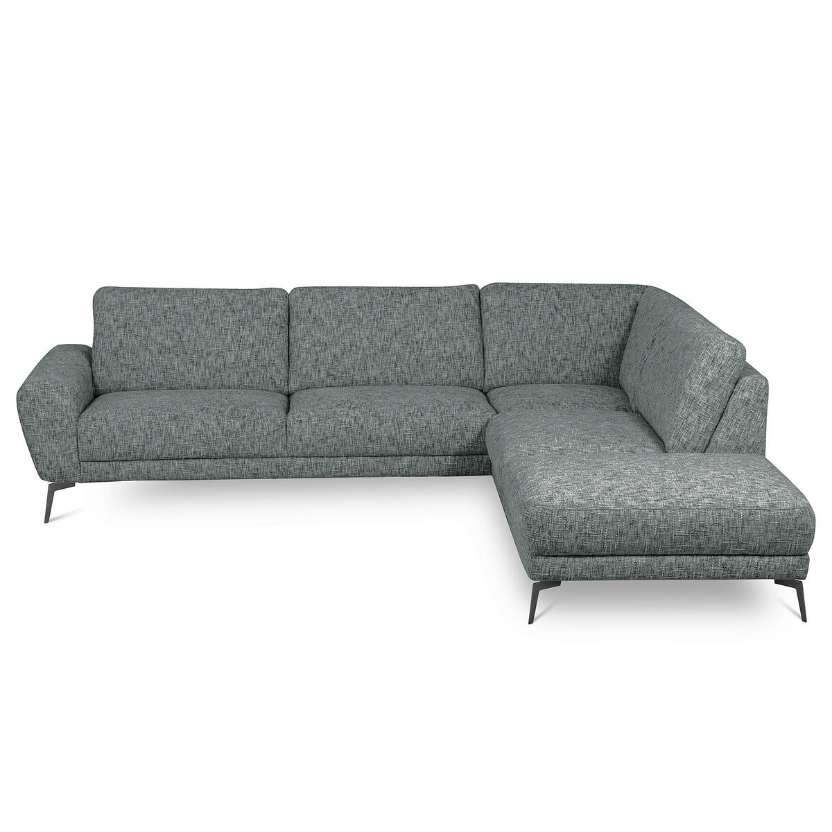 ECKSOFA SPRING Anthrazit Webstoff Zierkissen  - Anthrazit/Schwarz, Design, Textil/Metall (273/250cm) - Livetastic