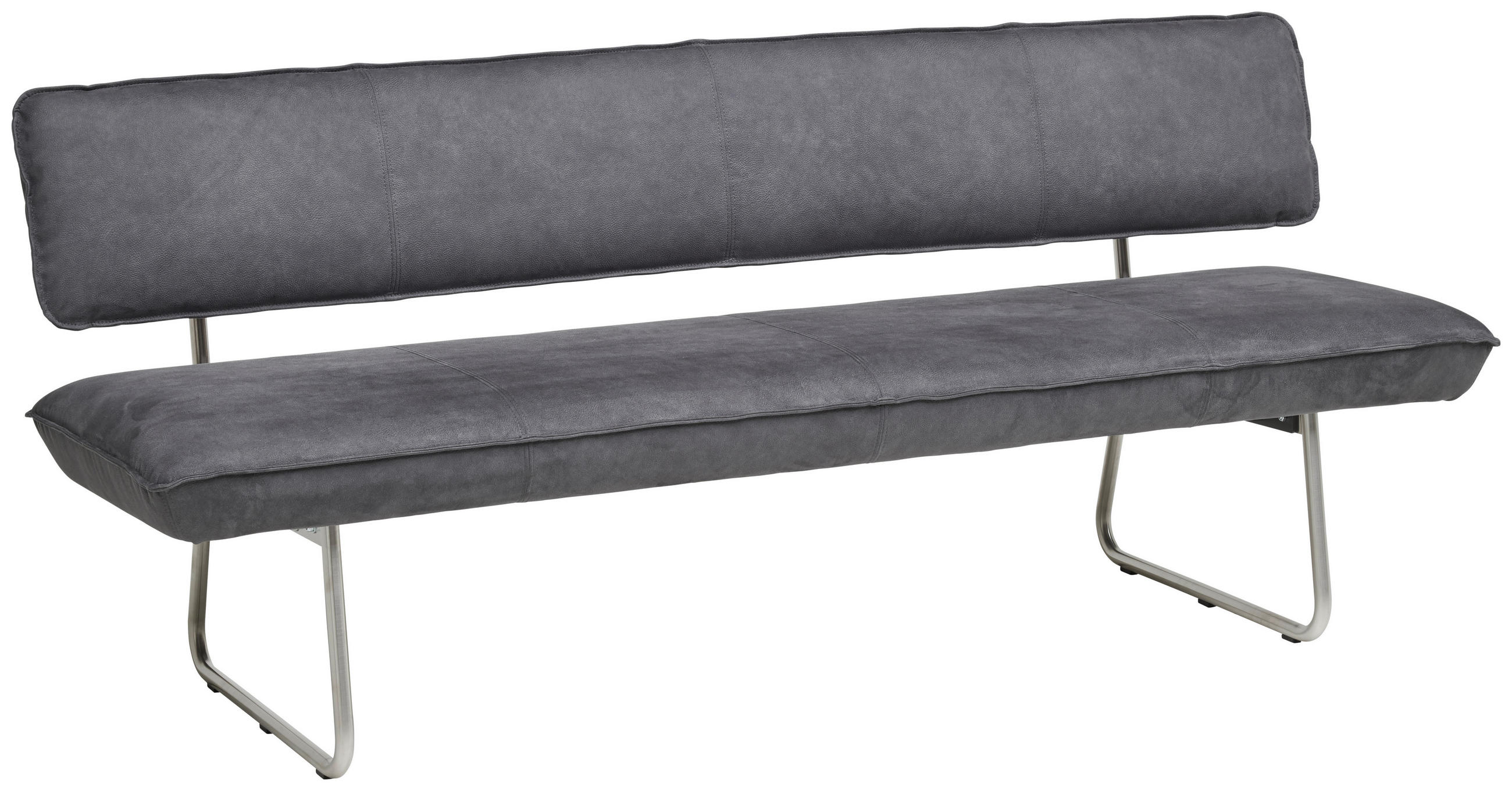 SITZBANK in Metall, Textil Edelstahlfarben, Anthrazit - Edelstahlfarben/Anthrazit, Design, Textil/Metall (200/87/67cm) - Venjakob
