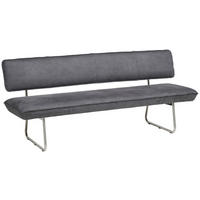 SITZBANK in Metall, Textil Edelstahlfarben, Anthrazit  - Edelstahlfarben/Anthrazit, Design, Textil/Metall (200/87/67cm) - Venjakob