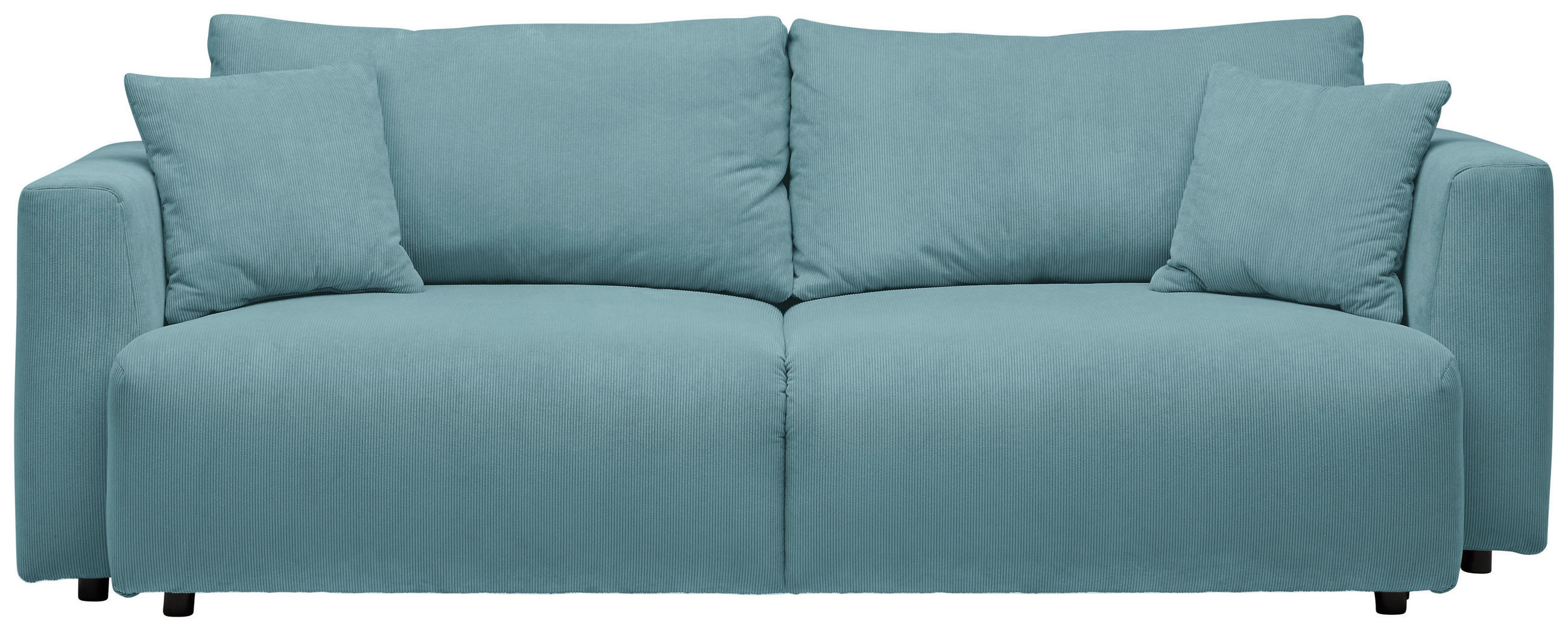 SCHLAFSOFA  mit Stoffauswahl, Schlafen auf Sitzhöhe, Rücken echt Cord Türkis  - Türkis/Schwarz, Design, Kunststoff/Textil (250/92/105cm) - Carryhome