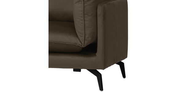 ECKSOFA Braun Samt Rückenkissen, Rücken echt  - Schwarz/Braun, Design, Textil/Metall (200/241cm) - Carryhome