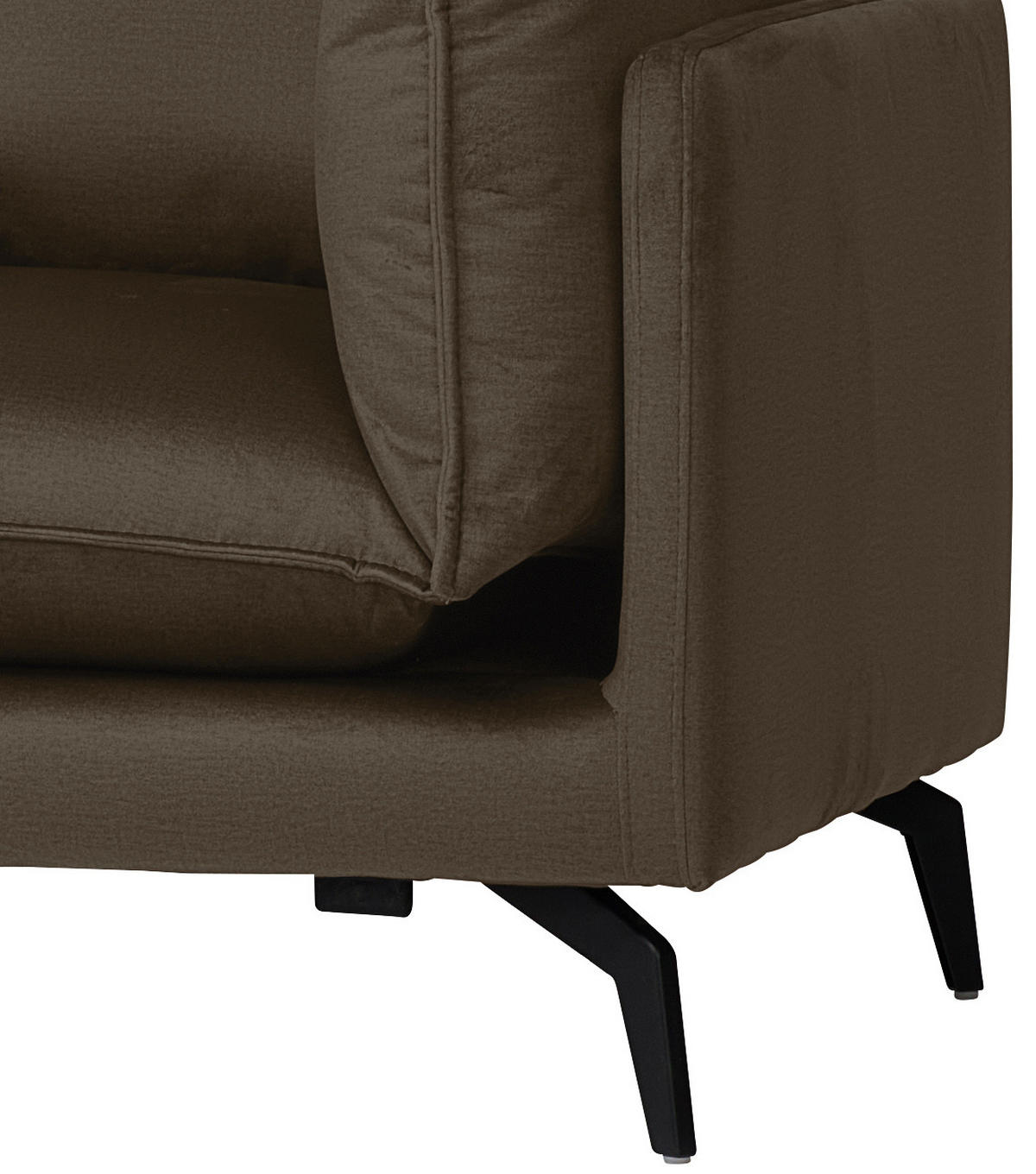 ECKSOFA in Samt Braun  - Schwarz/Braun, Design, Textil/Metall (200/241cm) - Carryhome