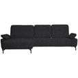 ECKSOFA in Chenille, Flachgewebe Schwarz 165/318 cm - Schwarz, Design, Textil/Metall (165/318cm) - Xora