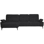 ECKSOFA in Chenille, Flachgewebe Schwarz  165/318 cm  - Schwarz, Design, Textil/Metall (165/318cm) - Xora