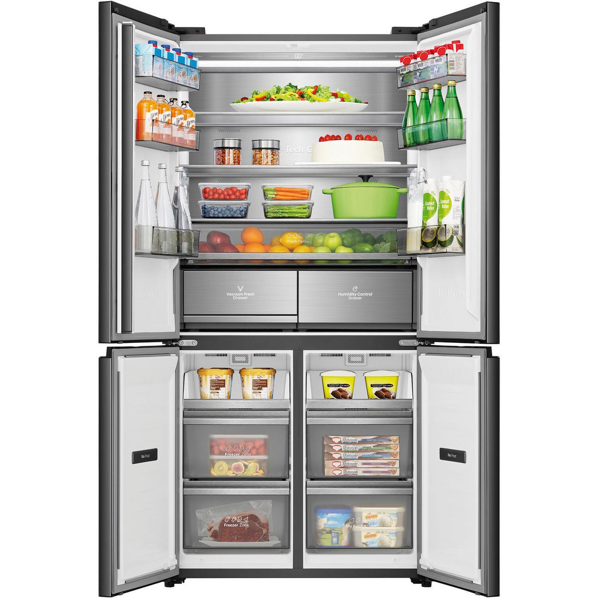 MULTI-DOOR RQ768N4GBE  - Schwarz Hochglanz, Basics, Glas/Kunststoff (91,1/190/60cm) - Hisense