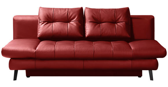 SCHLAFSOFA Liane in Echtleder Rot  - Rot/Schwarz, Design, Leder/Metall (209/94/94cm) - Novel