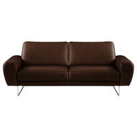 2-SITZER-SOFA Echtleder Chromfarben, Dunkelbraun  - Chromfarben/Dunkelbraun, Design, Leder/Metall (177/85/92cm) - P & B