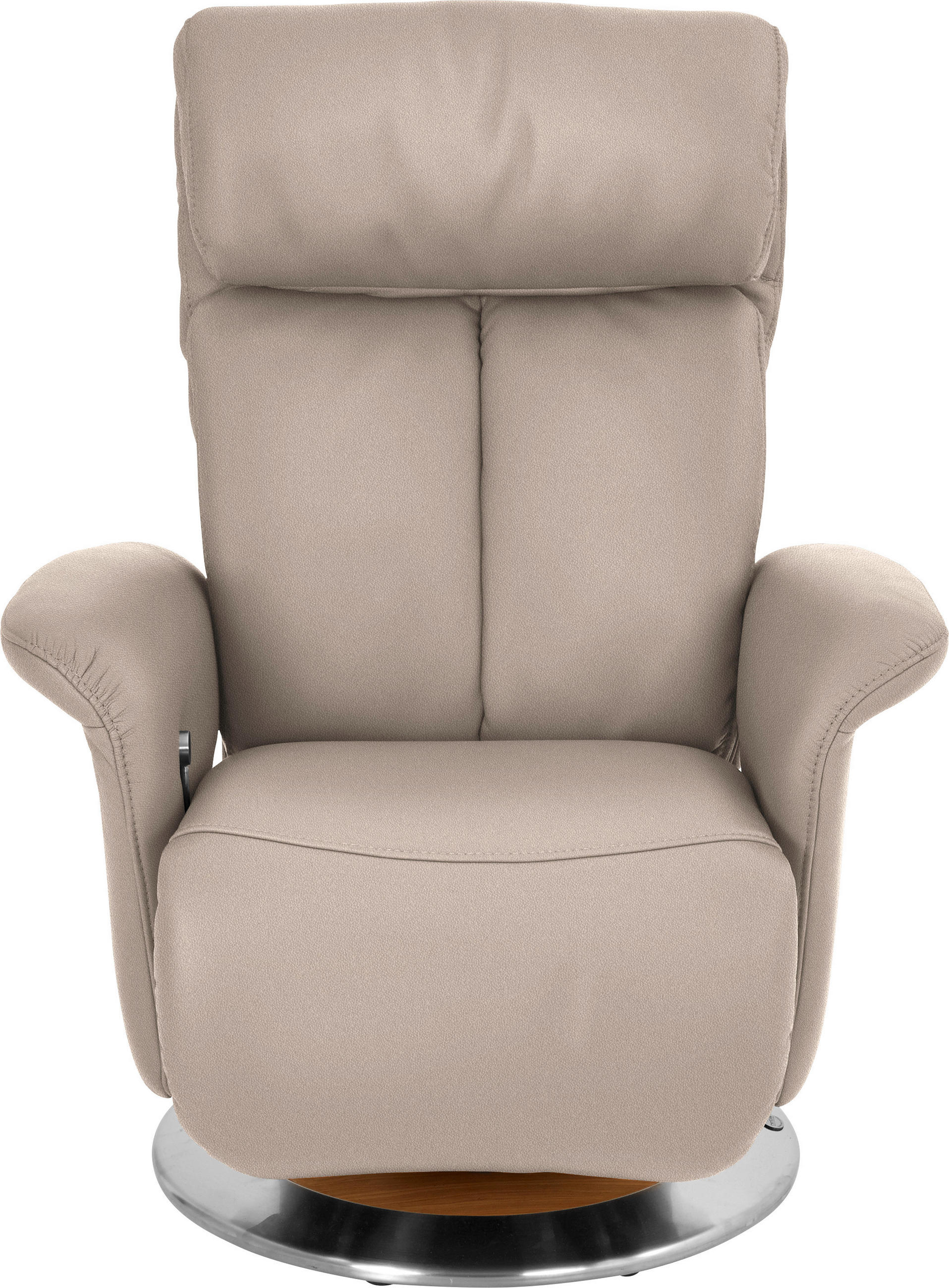 RELAXSESSEL in Leder Creme, Naturfarben  - Edelstahlfarben/Eichefarben, Design, Leder/Holz (82/109/90cm) - Himolla