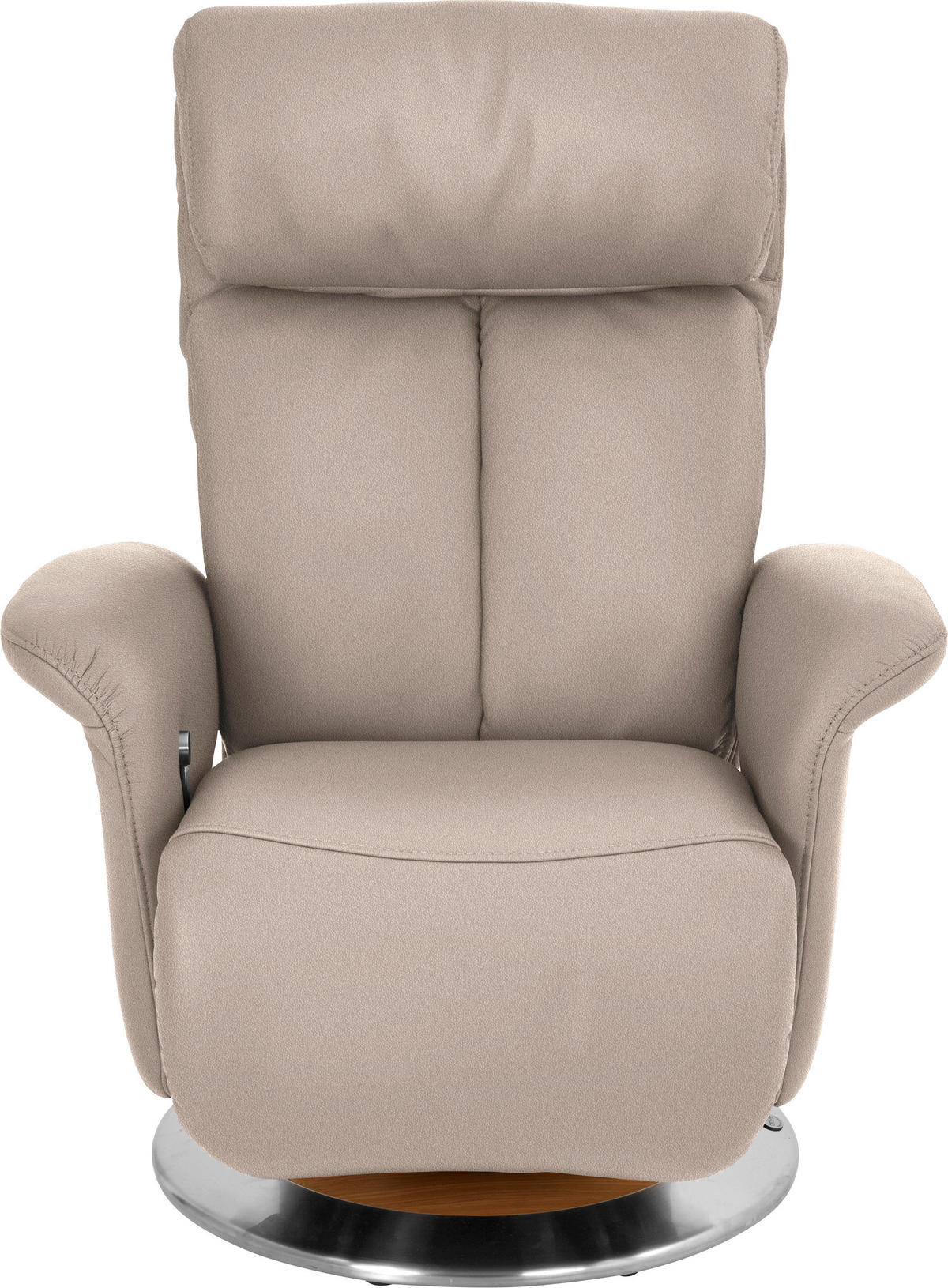 RELAXSESSEL in Leder Creme, Naturfarben  - Edelstahlfarben/Eichefarben, Design, Leder/Holz (82/109/90cm) - Himolla