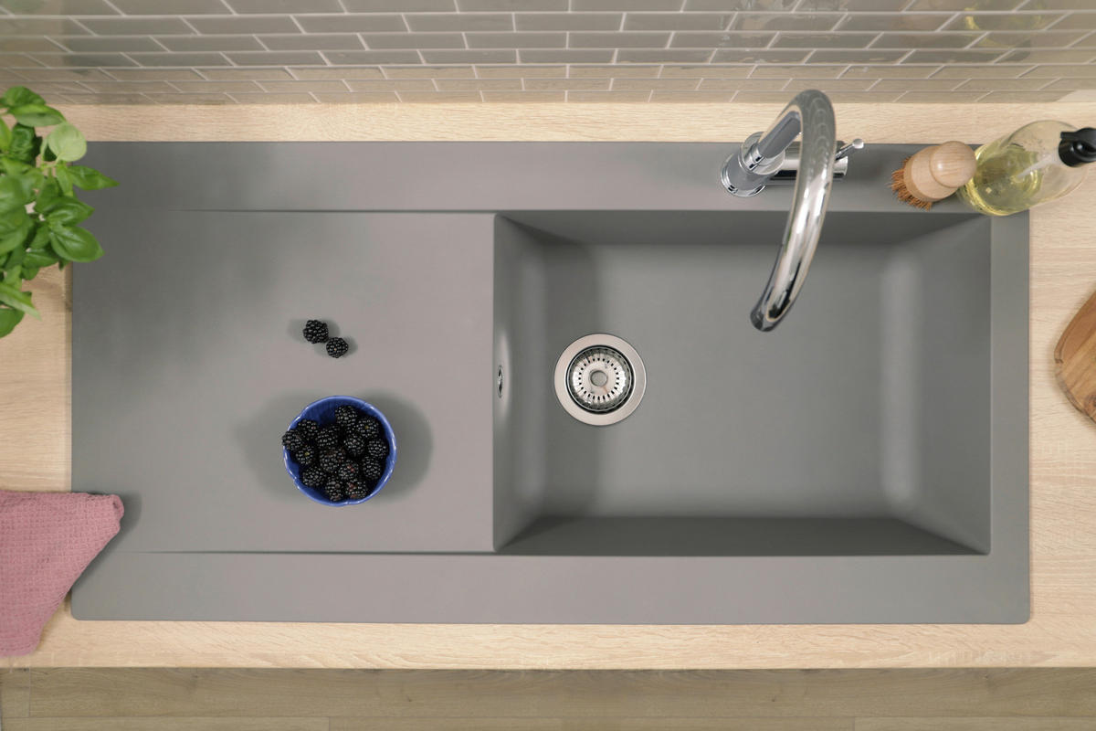 SPÜLE DENVER100X501BG  - Grau, Trend, Glas/Kunststoff (100/19,8/50cm) - Respekta