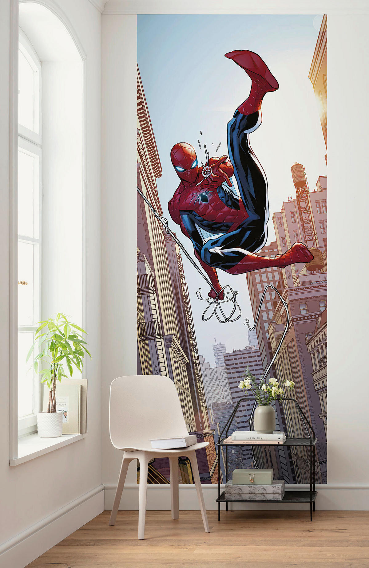 FOTOTAPETE SPIDER-MAN SWINGING  - Naturfarben, Design, Textil (100/250cm) - Marvel