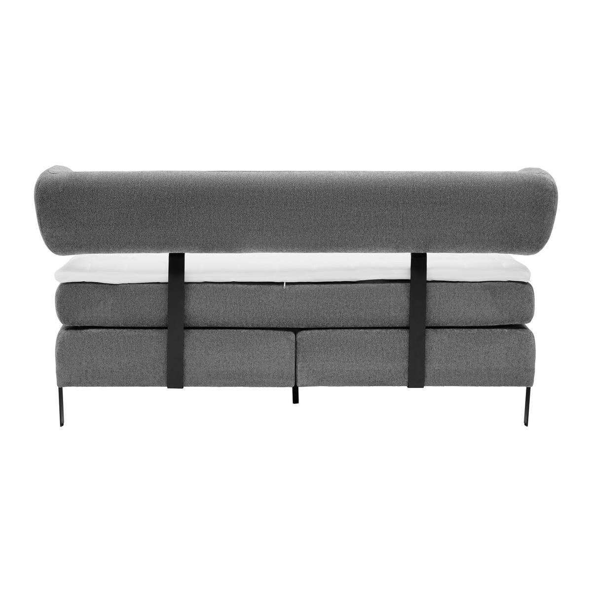 KONTINENTALSÄNG 180/200 cm  i grafitfärgad  - grafitfärgad/svart, Modern, metall/textil (180/200cm) - Visionight