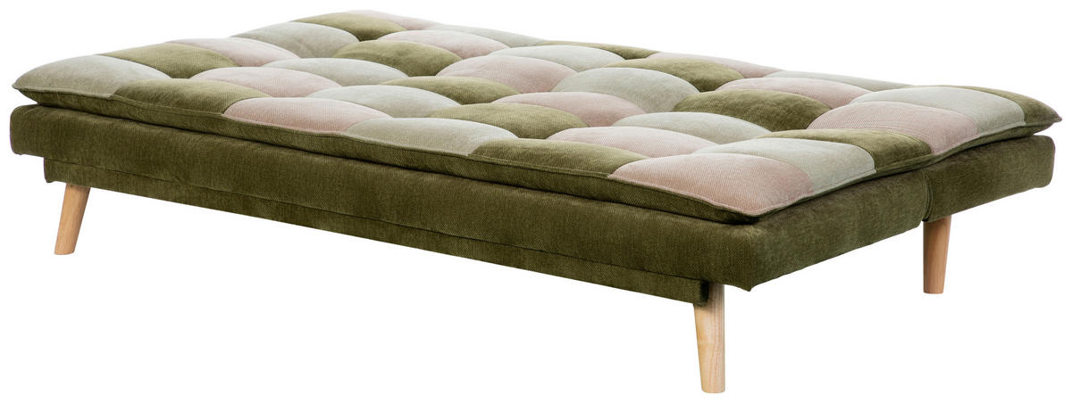 SCHLAFSOFA Chenille Grün, Hellgrün, Hellbraun  - Hellbraun/Naturfarben, Design, Holz/Textil (180cm) - MID.YOU