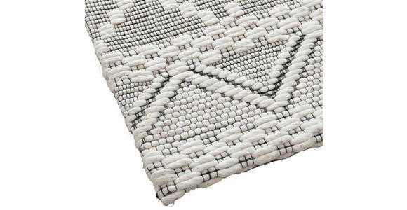 HANDWEBTEPPICH  Wohnzimmer 130/190 cm Fjord Schwarz, Weiß rechteckig  - Schwarz/Weiß, KONVENTIONELL, Textil (130/190cm) - Linea Natura