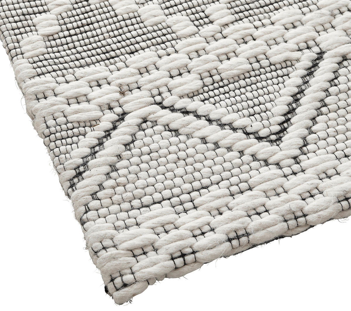 RUČNĚ TKANÝ KOBEREC, 70/130 cm, černá, bílá - bílá/černá, Konvenční, textil (70/130cm) - Linea Natura