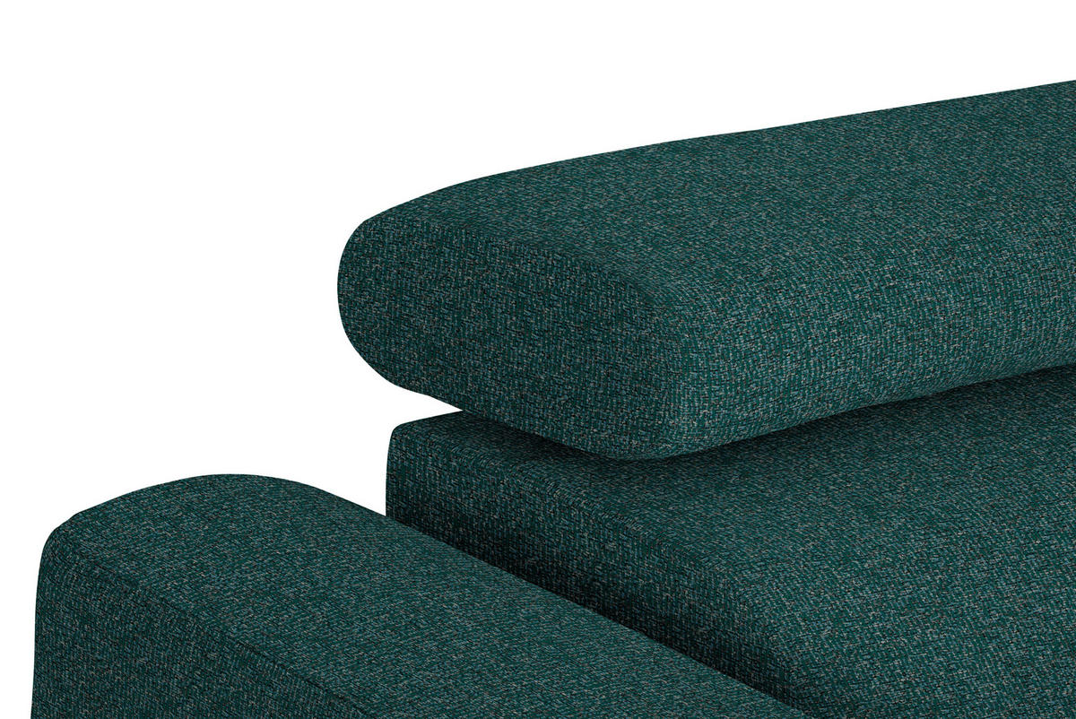 ECKSOFA in Struktur Petrol  280/205 cm  - Petrol/Schwarz, Design, Textil/Metall (280/205cm) - Xora