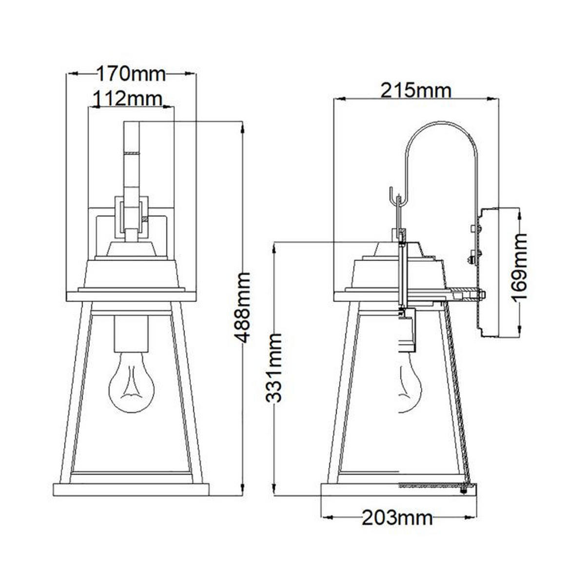 ZUNANJA STENSKA SVETILKA  Brainbridge   17/21.5/48.8 cm          - barve brona/barve medenine, Konvencionalno, kovina/steklo (17/21.5/48.8cm) - Elstead Lighting