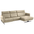 ECKSOFA in Echtleder Ecru  300/157 cm  - Ecru/Schwarz, Design, Leder/Metall (300/157cm) - Dieter Knoll