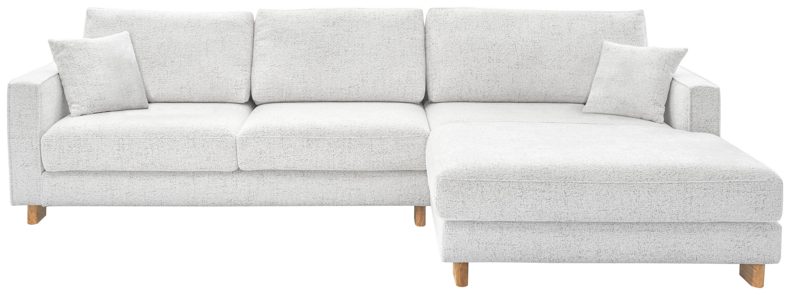 ECKSOFA Hellgrau Chenille  - Eichefarben/Hellgrau, KONVENTIONELL, Holz/Textil (318/186cm) - SetOne by Musterring