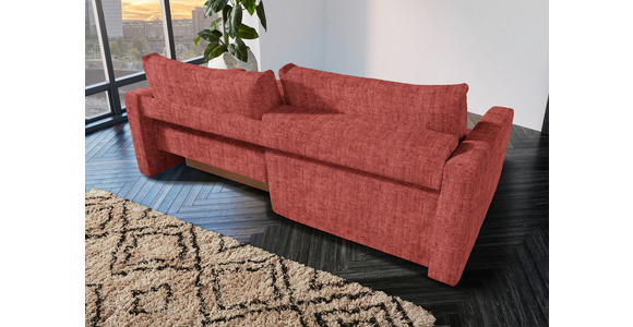 2,5-SITZER in Velours Rot - Rot/Schwarz, Design, Kunststoff/Textil (240/70/125cm) - Xora