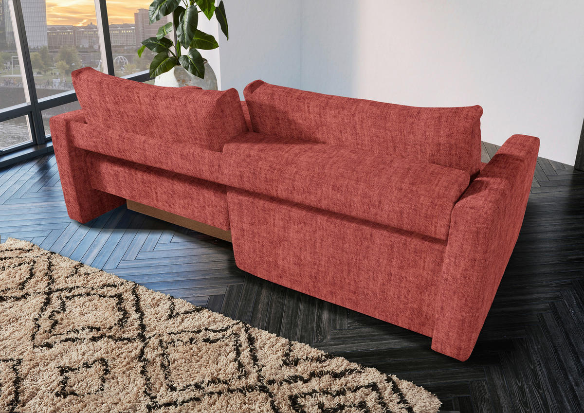 2,5-SITZER in Velours Rot  - Rot/Schwarz, Design, Kunststoff/Textil (240/70/125cm) - Xora