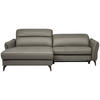 ECKSOFA inkl. Funktionen Grau Echtleder  - Schwarz/Grau, Design, Leder/Metall (175/246cm) - Celina Home