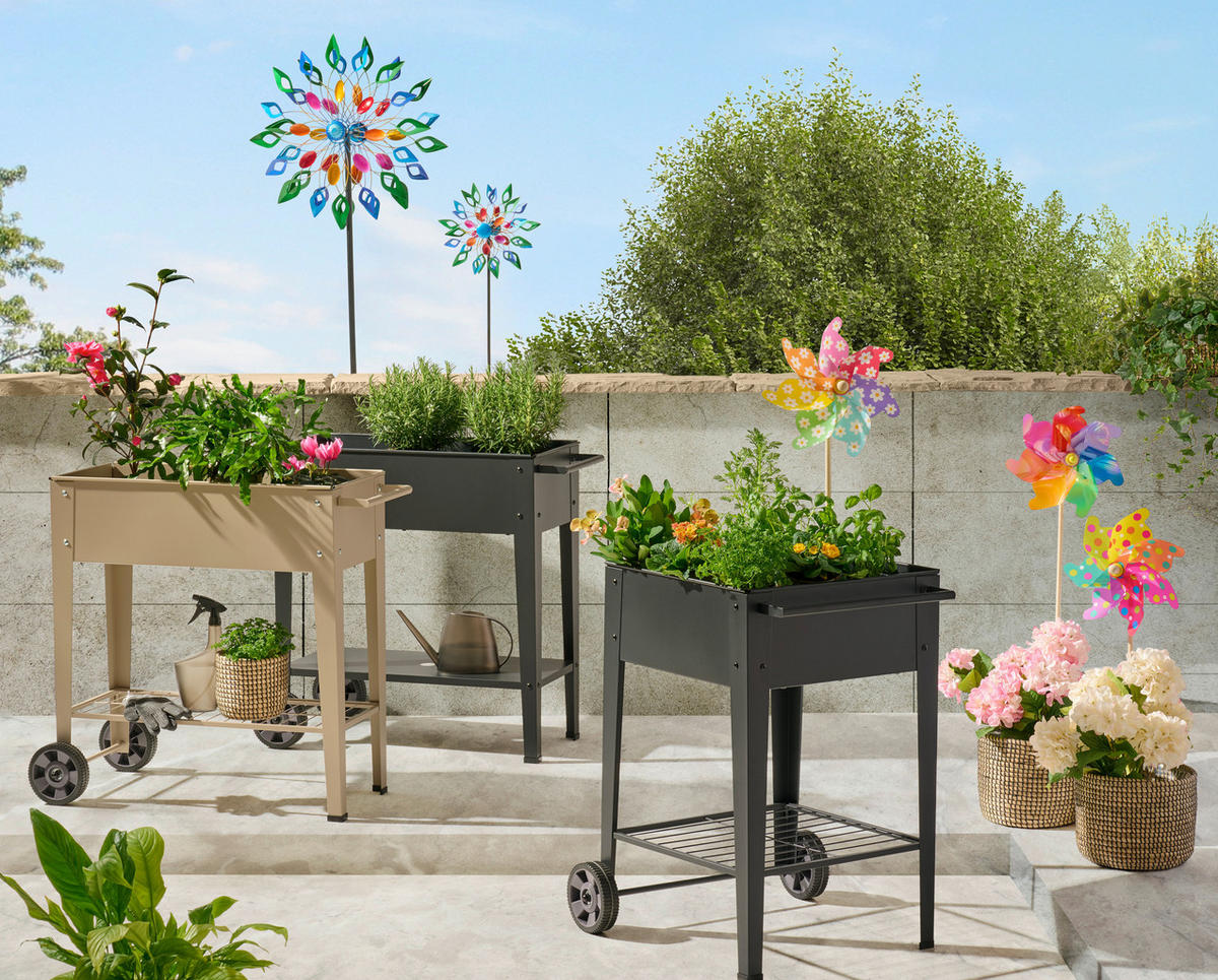 BLUMENKASTEN - Grau, Lifestyle, Kunststoff/Metall (88/44/80cm)