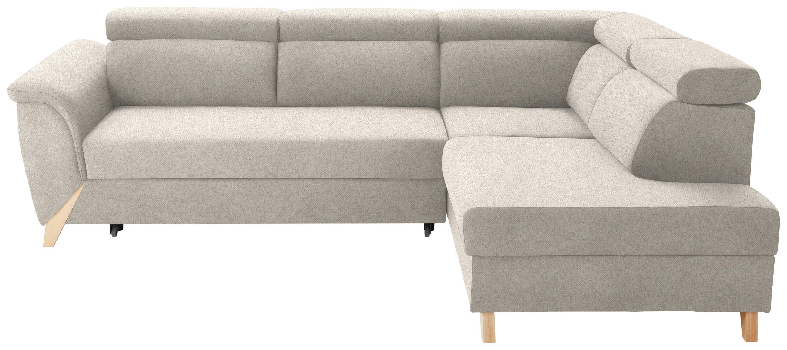 ECKSOFA in Bouclé Weiß  265/200 cm  - Naturfarben/Weiß, KONVENTIONELL, Holz/Textil (265/200cm) - Stylife