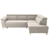 ECKSOFA in Bouclé Weiß  265/200 cm  - Naturfarben/Weiß, KONVENTIONELL, Holz/Textil (265/200cm) - Stylife
